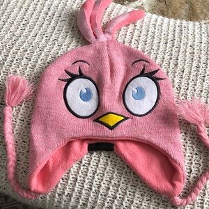 Angry Birds Girl's Pink Beanie Winter Hat With Ear Flap long Braided Lined New